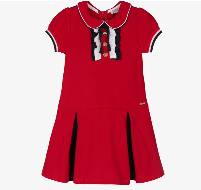 PATACHOU Girls Red Cotton Piqué Dress