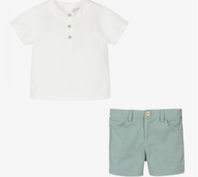 Load image into Gallery viewer, PAZ RODRIGUEZ Boys Mint Cotton Shorts Set
