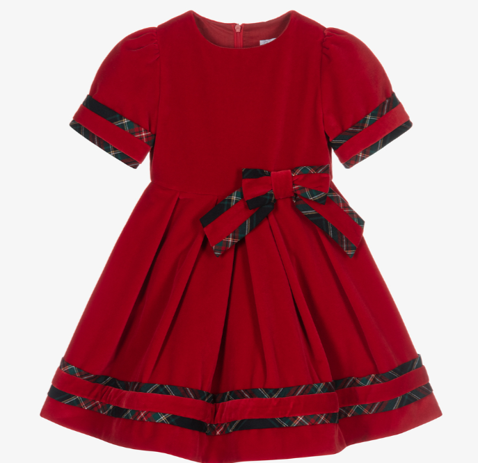 PATACHOU Girls Red Velvet Dress