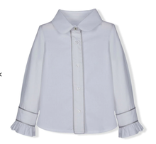 Load image into Gallery viewer, LAPIN HOUSE contrast-trim ruffled cuffs shirt
