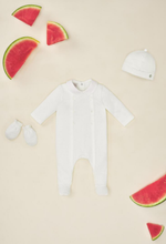 Load image into Gallery viewer, PAZ RODRIGUEZ COTTON ROMPER AND HAT SET
