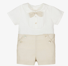 Load image into Gallery viewer, PAZ RODRIGUEZ Baby Boys Ivory &amp; Beige Shorts Set
