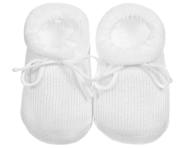 STORY LORIS white cotton baby booties