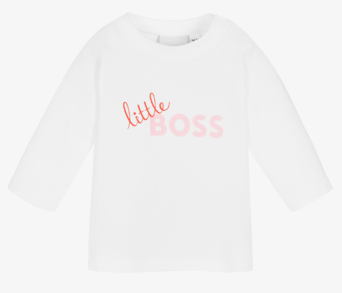 HUGO BOSS White Organic Cotton Logo Top