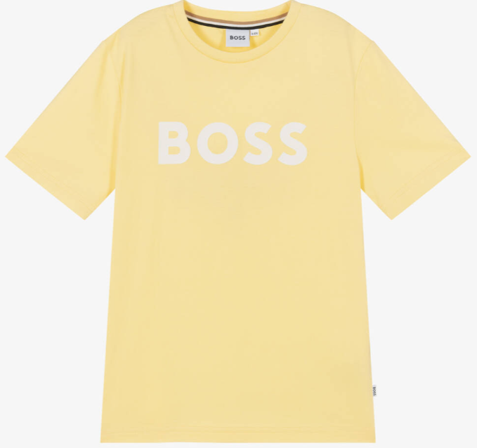 HUGO BOSS Teen Boys Yellow Cotton Logo T-Shirt