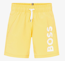 Load image into Gallery viewer, HUGO BOSS Boys Yellow Logo Swim Shorts
